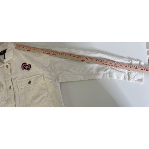 Hello Kitty Size L Corduroy Button Shirt Shacket Wide Wale White Forever 21 - Picture 8 of 9